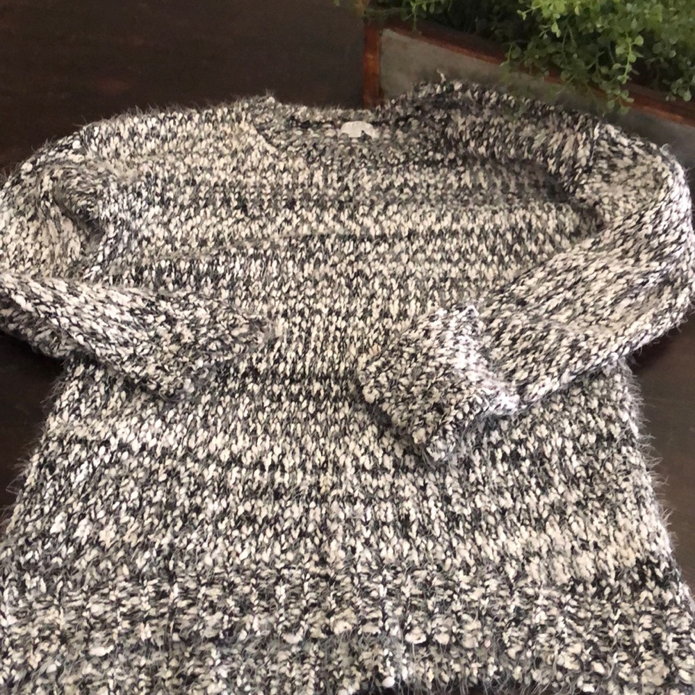 Black and white knit sweater